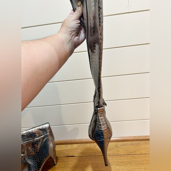 Sam Edelman Silver Snakeskin Heeled Boots - Picture 11 of 16